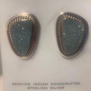 Druzi Quartz Handcrafted Genuine Indian Sterling Silver Earrings